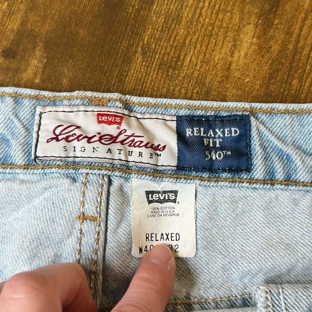 VTG‎ Levis Jeans Mens 40x32 Blue 540 Made In USA Brown Tab Western 90s Denim